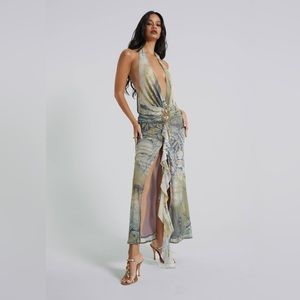 CINDY PLUNGE MAXI DRESS IN GREEN